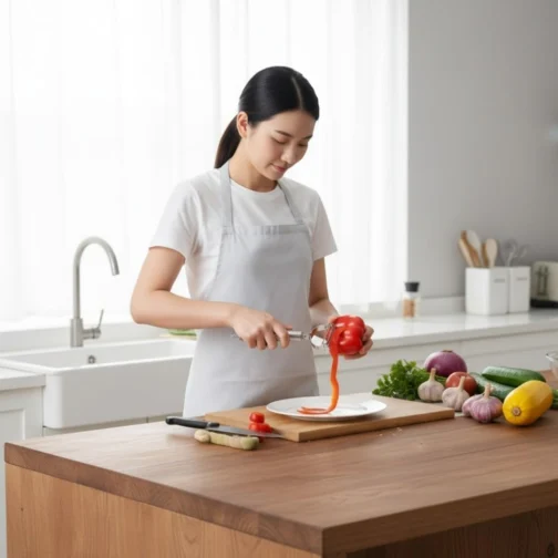 Descascador de Legumes e Frutas Aço Inox Multifuncional 3 em 1 – Lâmina Ultra Afiada, Cortador e Fatiador, Design Ergonômico Profissional para Cozinha - Imagem 3