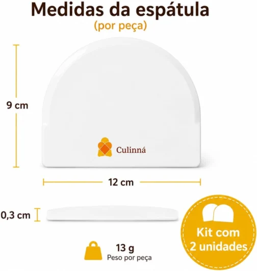 Kit 2 Espátulas Plásticas Meia Lua Raspadora Espalhadora de Glacê para Decoração de Bolos (Pão Duro sem Cabo) CULINNÁ - Imagem 3