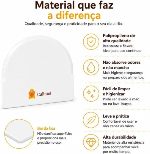 Kit 2 Espátulas Plásticas Meia Lua Raspadora Espalhadora de Glacê para Decoração de Bolos (Pão Duro sem Cabo) CULINNÁ - Imagem 4