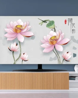 Capa de TV 32-80 polegadas protetor de tela para TV LCD LED capas de poeira arte europeia decoração de sala de estar para pendurar em casa desktop monitor universal curvo – padrão 5||45-48 polegadas