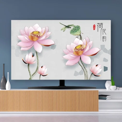 Capa de TV 32-80 polegadas protetor de tela para TV LCD LED capas de poeira arte europeia decoração de sala de estar para pendurar em casa desktop monitor universal curvo - padrão 5||45-48 polegadas - Imagem 2