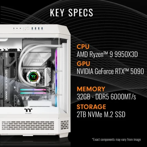 Thermaltake LCGS Reactor 9590S Desktop para jogos (AMD Ryzen™ 9 9950X3D, memória ToughRam 32GB DDR5 6000MT/s RGB, NVIDIA® GeForce RTX™ 5090, 2TB NVMe M.2, WiFi, Windows 11) T6WT-X87S-590-LCS - Imagem 3
