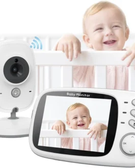Babá Eletrônica, Câmera para Bebês com Tela de 3.2″, Visão Noturna 10M Infravermelha, Áudio Bidirecional, Detecção de Som VOX, Monitoramento Temperatura, Canção de Ninar
