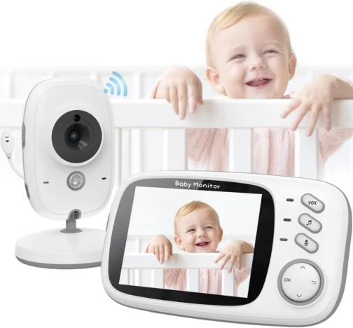 Babá Eletrônica, Câmera para Bebês com Tela de 3.2", Visão Noturna 10M Infravermelha, Áudio Bidirecional, Detecção de Som VOX, Monitoramento Temperatura, Canção de Ninar - Imagem 2