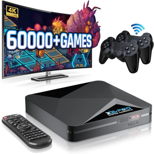 Kinhank Super Console X2 Pro Pre-Installed 100,000+ Classic Games,256G Retro Gaming Consoles Compatible with 60+ emulators, S902X2 Chip, Three Systems in One, Include Remote, Wireless Controllers - Imagem 2