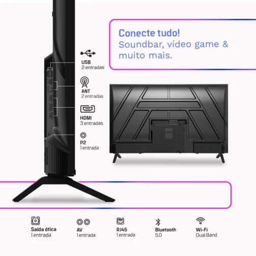 Smart TV HQ QLED 50 Polegadas HQ-QLED50SM 4K Wi-Fi Bluetooth, Dolby Audio, Apps, Netflix, YouTube e Prime Video, 3 HDMI. - Imagem 4