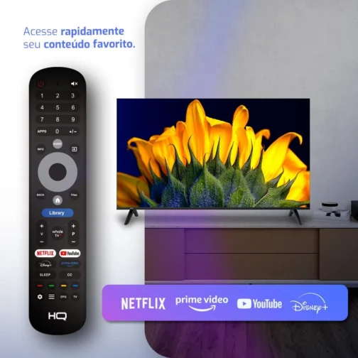 Smart TV HQ QLED 50 Polegadas HQ-QLED50SM 4K Wi-Fi Bluetooth, Dolby Audio, Apps, Netflix, YouTube e Prime Video, 3 HDMI. - Imagem 7
