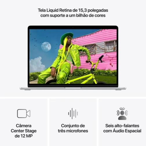 Apple 2026 MacBook Air (de 15 polegadas, Chip M5 da Apple com CPU de 10 núcleos e GPU de 10 núcleos., 16GB Memória unificada, de 512 GB) - Prateado - Imagem 4