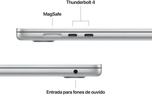Apple 2026 MacBook Air (de 15 polegadas, Chip M5 da Apple com CPU de 10 núcleos e GPU de 10 núcleos., 16GB Memória unificada, de 512 GB) - Prateado - Imagem 5