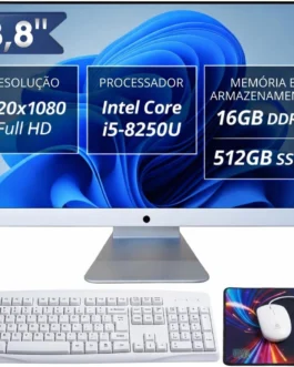 Computador All in One 23,8″ FHD i5-8250U SSD 128GB + 500GB HDD 16GB RAM