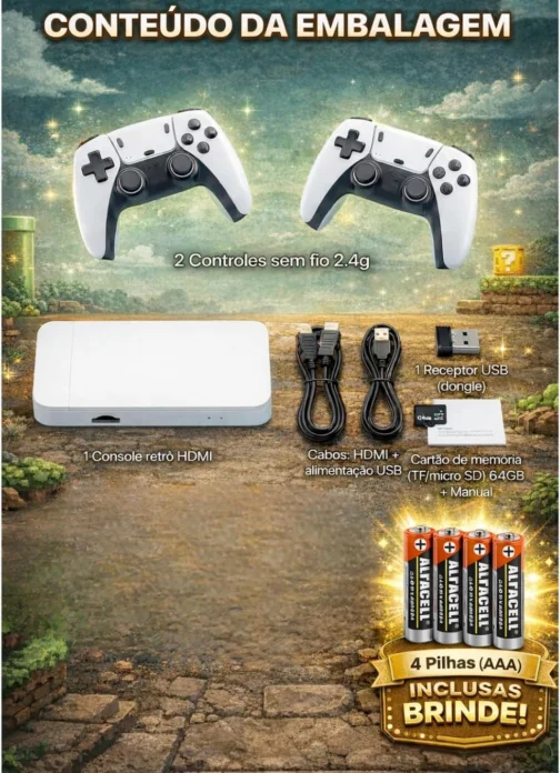 Console GameStick M15 4K 64GB Retro 20 Mil Jogos + 2 Controles Sem Fio HDMI - Emuladores dos Melhores Games Já Produzidos - PRESENTE DIA DAS CRIANÇAS - Imagem 3