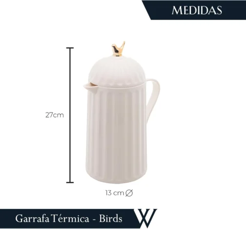 WOLFF Garrafa Térmica de Plástico Bird Branca 600ml - Enxoval - Organização - Decoração - Cozinha - Mesa Posta - Utilidades Domésticas - Perfeita Para Café e Chá - Imagem 4