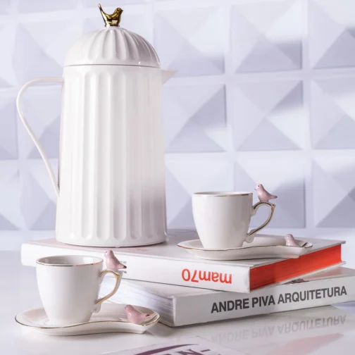 WOLFF Garrafa Térmica de Plástico Bird Branca 600ml - Enxoval - Organização - Decoração - Cozinha - Mesa Posta - Utilidades Domésticas - Perfeita Para Café e Chá - Imagem 6