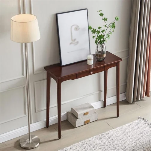 Mesa de realce para console com 1 gaveta para pequenos espaços, sala de estar, tampo de madeira, montagem fácil (médio) - Imagem 3
