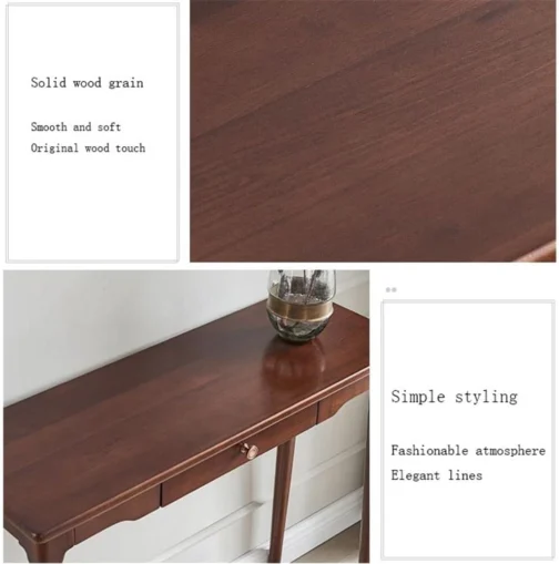Mesa de realce para console com 1 gaveta para pequenos espaços, sala de estar, tampo de madeira, montagem fácil (médio) - Imagem 4