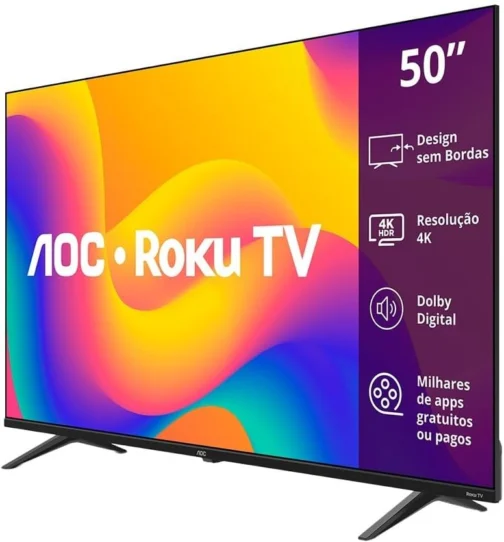 Smart TV AOC 50 Polegadas, DLED, 4K, Roku TV - 50U7045/78G - Imagem 3
