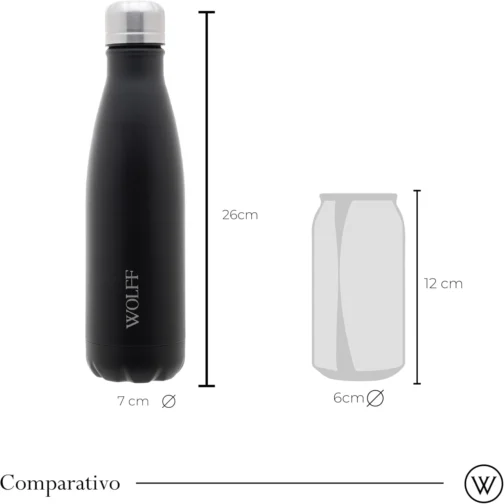 WOLFF - Garrafa Térmica de Aço Inox Preta com Parede Dupla - 500ml - Linha Ice - Imagem 7