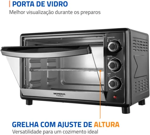 MONDIAL Forno Elétrico 42L Family II, Preto/Inox, 1600W, 110V - FRN-42-B - Imagem 8