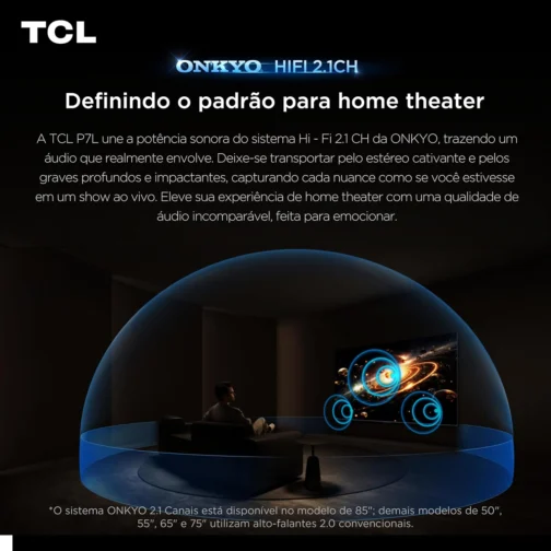 Smart TV TCL 50 Polegadas QLED 4K P7L WiFi Bluetooth Google TV HDR10+ 60 Hz AIPQ 50P7L - Imagem 6