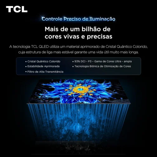 Smart TV TCL 50 Polegadas QLED 4K P7L WiFi Bluetooth Google TV HDR10+ 60 Hz AIPQ 50P7L - Imagem 8