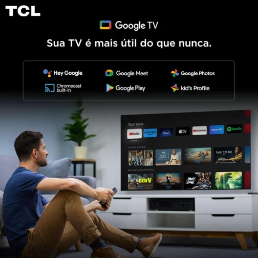Smart TV TCL 50 Polegadas QLED 4K P7L WiFi Bluetooth Google TV HDR10+ 60 Hz AIPQ 50P7L - Imagem 9