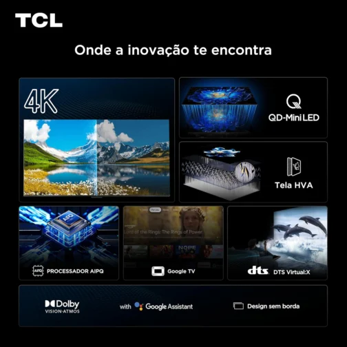 Smart TV TCL 50 Polegadas QD-Mini LED 4K C6KS WiFi Bluetooth Google TV HDR10+ Dolby Atmos 50C6KS - Imagem 5