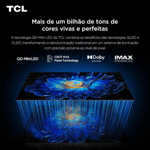 Smart TV TCL 50 Polegadas QD-Mini LED 4K C6KS WiFi Bluetooth Google TV HDR10+ Dolby Atmos 50C6KS - Imagem 6