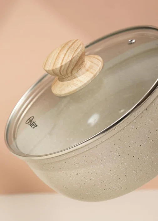 OSTER JOGO DE PANELAS E LEITEIRA MARBLE EDITION CREAM – 4 PEÇAS COM REVESTIMENTO CERÂMICO ANTIADERENTE, ALÇAS EM SILICONE ANTITÉRMICO E BASE COMPATÍVEL COM INDUÇÃO - Imagem 5