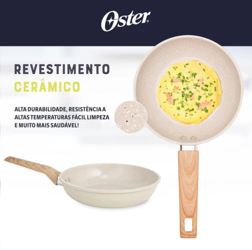OSTER JOGO DE PANELAS E LEITEIRA MARBLE EDITION CREAM – 4 PEÇAS COM REVESTIMENTO CERÂMICO ANTIADERENTE, ALÇAS EM SILICONE ANTITÉRMICO E BASE COMPATÍVEL COM INDUÇÃO - Imagem 9