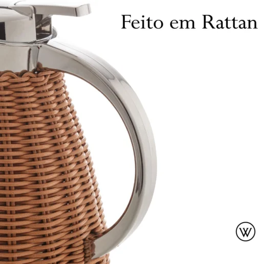 WOLFF - Garrafa Térmica Aço Inox C/Rattan Plástico Marrom 1,5L - Imagem 3