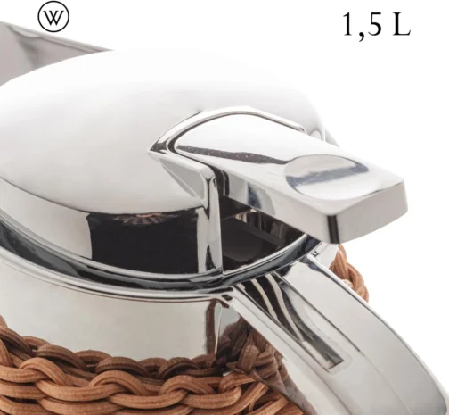 WOLFF - Garrafa Térmica Aço Inox C/Rattan Plástico Marrom 1,5L - Imagem 5