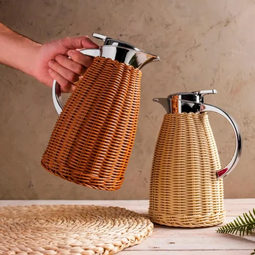 WOLFF - Garrafa Térmica Aço Inox C/Rattan Plástico Marrom 1,5L - Imagem 7