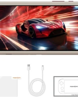 Mangmi Air X Retro Handheld Game Console 5.5 Inch IPS 1920×1080 Screen Retro Gaming Console Android 14 OS 5000mAh Battery DDR4+64G eMMC WiFi 6-Axis RGB Wide-Angle Halljoysticks Grey