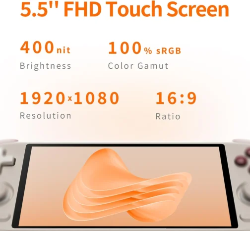 Mangmi Air X Retro Handheld Game Console 5.5 Inch IPS 1920x1080 Screen Retro Gaming Console Android 14 OS 5000mAh Battery DDR4+64G eMMC WiFi 6-Axis RGB Wide-Angle Halljoysticks Grey - Imagem 3