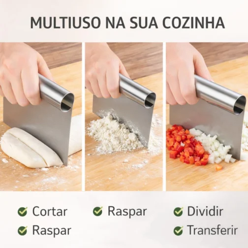 Espátula Cortadora Raspadora Massas Legumes Aço Inoxidável Ferramenta Profissional Cozinha Cabo Ergonomico Multiuso - Imagem 5