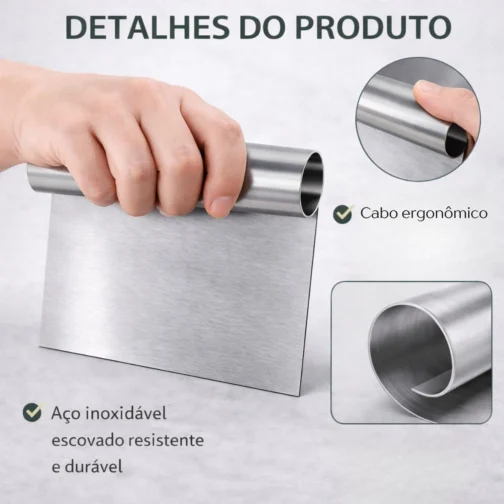 Espátula Cortadora Raspadora Massas Legumes Aço Inoxidável Ferramenta Profissional Cozinha Cabo Ergonomico Multiuso - Imagem 6