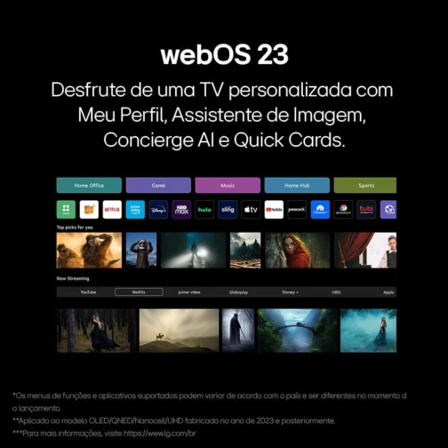Smart TV 43" LG Full HD 43LR6700 Processador α5 Ger6 AI Alexa integrado LG Channels webOS 23 compatível com Controle Smart Magic - Imagem 6