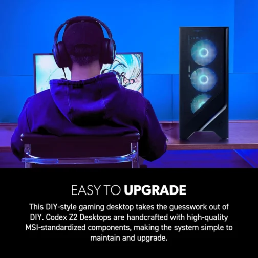 MSI Codex Z2 Gaming Desktop: AMD R7-8700F, GeForce RTX 5070, 32 GB DDR5, 2TB m.2 NVMe SSD, USB Tipo C, VR-Ready, Windows 11 Página de inicial: A8NVP-436US - Imagem 7