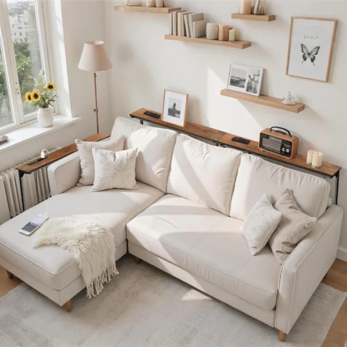 Keelian Mesa de Console Estreita de 89 cm com Tomada, Altura Ajustável (63,5-94 cm) para Trás do Sofá, Mesa Fina para Trás do Sofá, Prateleira de Sofá com Estação de Carregamento, Mesas Longas de - Imagem 3