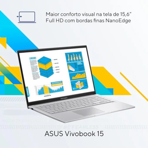 Notebook ASUS Vivobook 15 X1504VA Intel Core i5 1334U 8Gb Ram 256GB SSD Linux KeepOS Intel Iris Xe Tela 15,6" LED FHD Silver - NJ1739 - Imagem 5