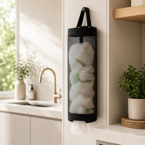 Porta Sacolas Puxa Saco Organizador para Sacolas Plásticas Compacto Cozinha - Imagem 2