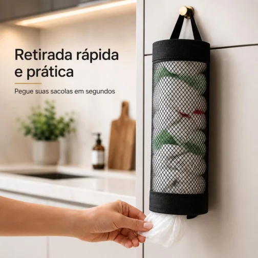 Porta Sacolas Puxa Saco Organizador para Sacolas Plásticas Compacto Cozinha - Imagem 3