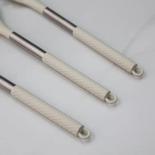 LUMAI Kit Utensílios de Cozinha Inox e Silicone 8 Peças com Suporte - Bege - Imagem 9