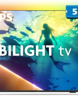 PHILIPS, Smart TV Ambilight 55″ 4K, Titan OS, 55PUG8100/78, Comando de Voz, HDR10+/Dolby Atmos, VRR/ALLM, Bluetooth