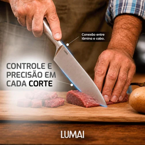 LUMAI Jogo de Facas Cozinha Grande Zurich, Kit 5 Peças Aço Inox Stain Free - Imagem 4