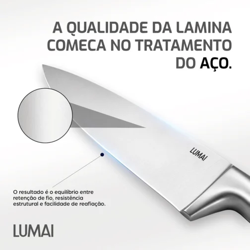 LUMAI Jogo de Facas Cozinha Grande Zurich, Kit 5 Peças Aço Inox Stain Free - Imagem 5