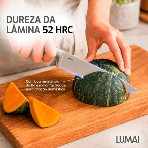 LUMAI Jogo de Facas Cozinha Grande Zurich, Kit 5 Peças Aço Inox Stain Free - Imagem 6
