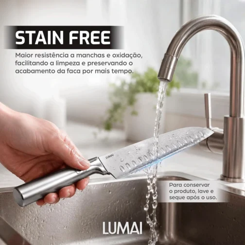 LUMAI Jogo de Facas Cozinha Grande Zurich, Kit 5 Peças Aço Inox Stain Free - Imagem 7