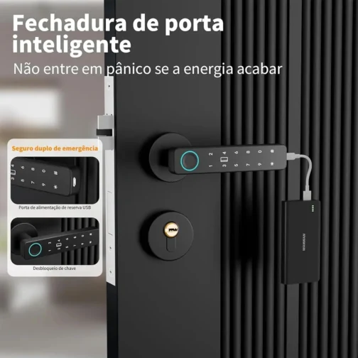 4 em 1 Fechadura Eletronica Digital, Biométrica Reconhecimento De Impressões Fechadura Porta Inteligente, Fechadura Eletrônica Para Quartos, Residências, Hotéis E Escritórios - Imagem 6