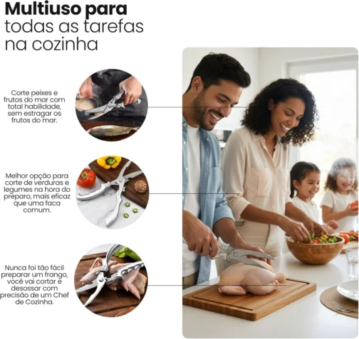Tesoura de Cozinha Inox Multiuso Profissional 25 cm - Imagem 3